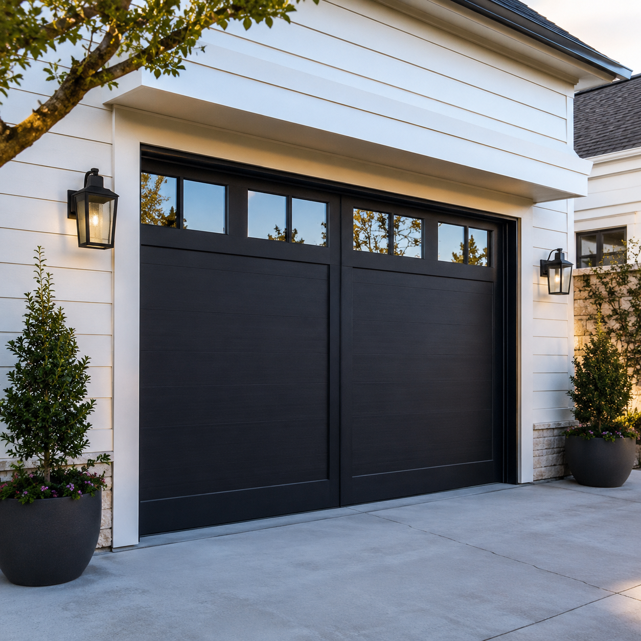 Contemporary garage door on an Alta Heights Napa home